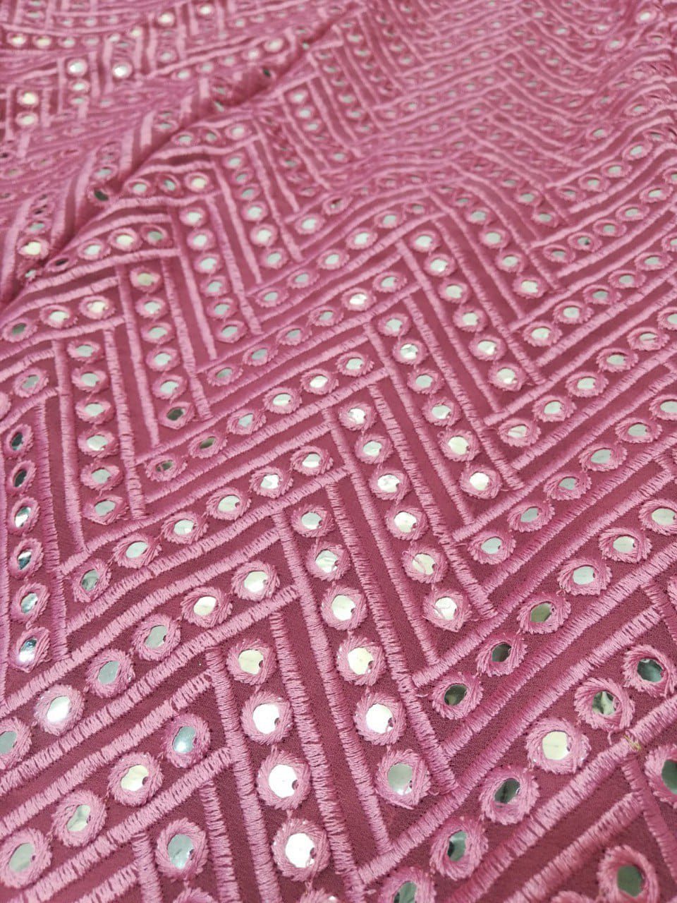 Metalic Pink Georgette Full Embroidary Worked Lehenga Choli