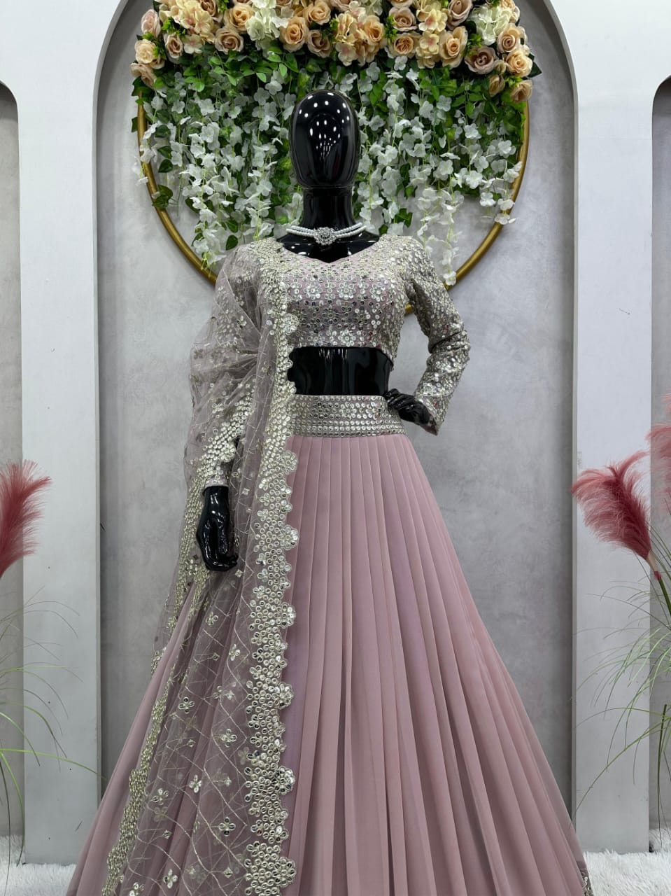 Cool Onion Color Georgette Sequence Work Lehenga Choli