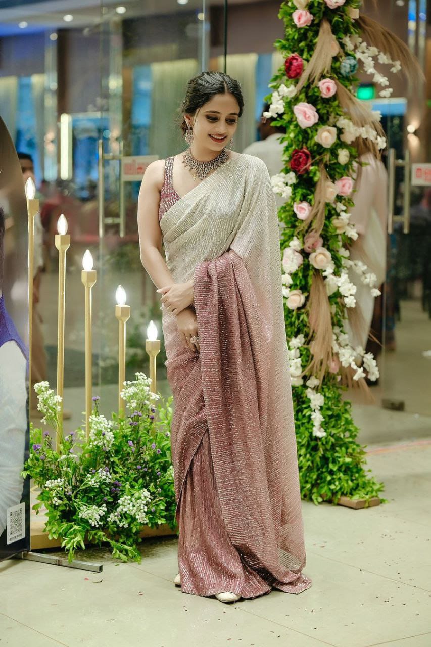 Shaded Georgette Saree With Elegant Sequins Work
