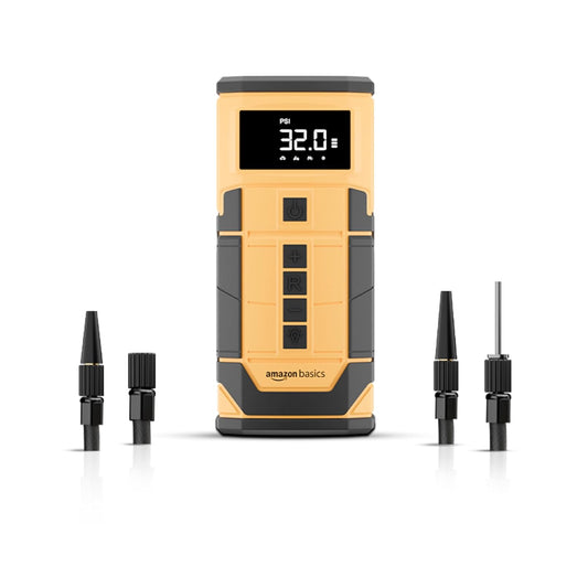 2-in-1 Digital Tyre Inflator|150 PSI Dual-Mode Portable Air Compressor|6000 mAh Battery|Copper Winding Motor| LED Light | Auto Shut-off | Multiple Nozzles for Cars, Bikes
