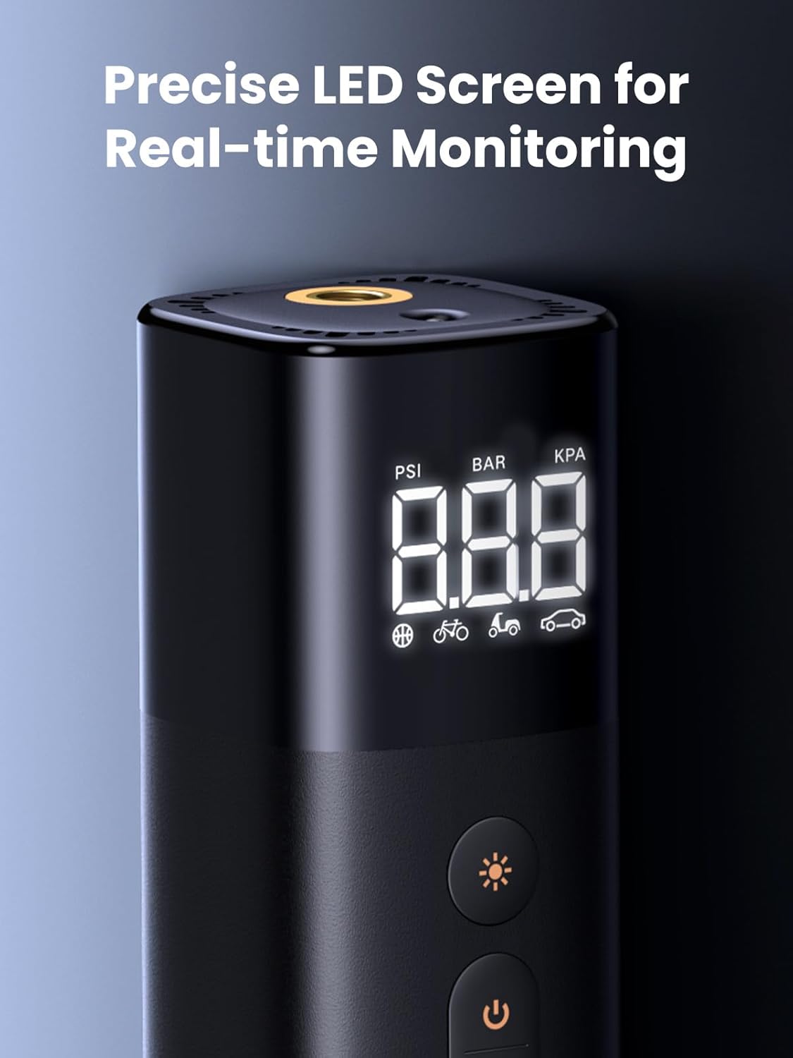 Tyre Inflator Portable Air Pump 150PSI/10.3BAR DC 12V Air Compressor with LED Light, Tire Pressure Detection, Inflate for Car, Bike, Motorcycle, Ball, Air Mattress, Pool Toys