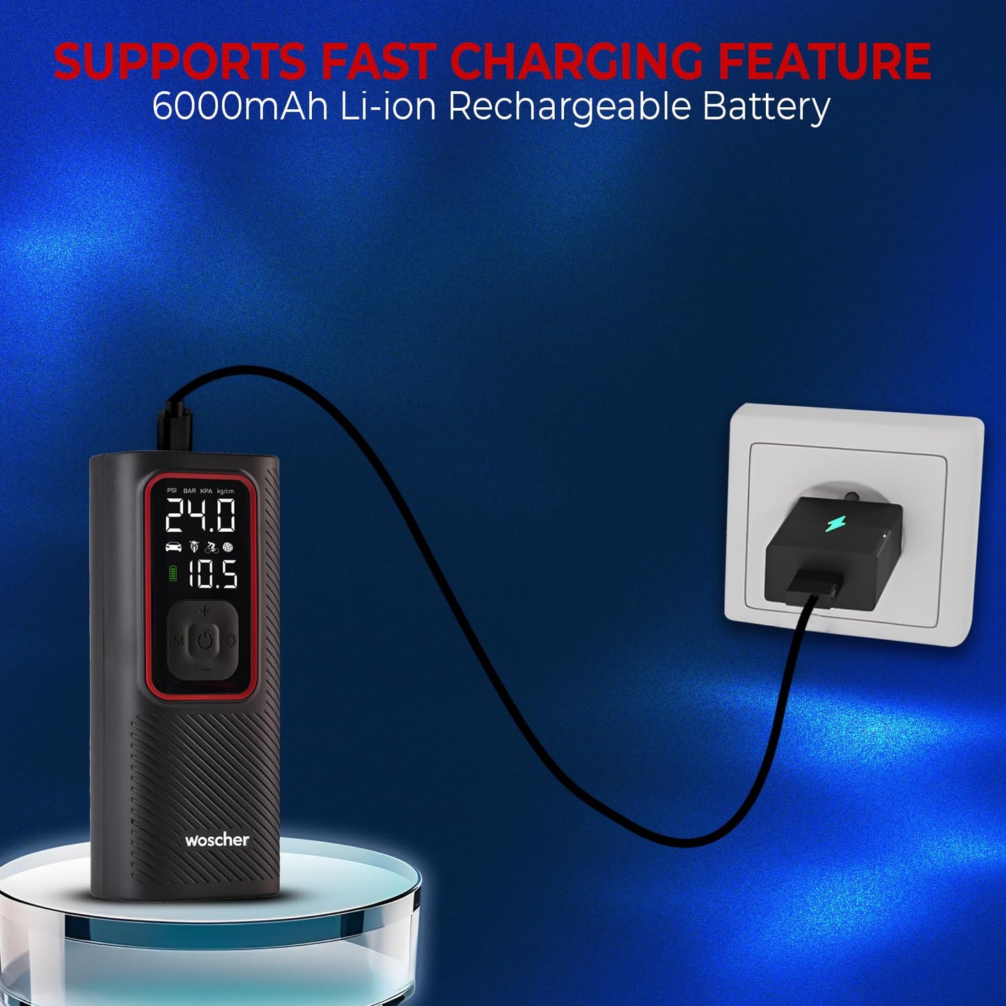 X Dual Mode Use (6000 mAh Battery & 12V USB Port) Portable Tyre Inflator for Car & Bike with 150 PSI | Digital Display, Auto Shutoff | Air Pump Compressor for Car Tyre, Bikes,Bicycles,Balls