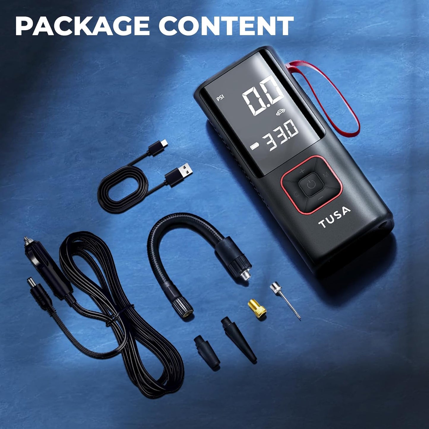 6000 mAh Battery - 2X Faster Inflation - Dual Mode (Battery & 12V Car Port), 150PSI Air Compressor for Cars, Bikes, Motorcycles, Balls, and Inflatables (Red)