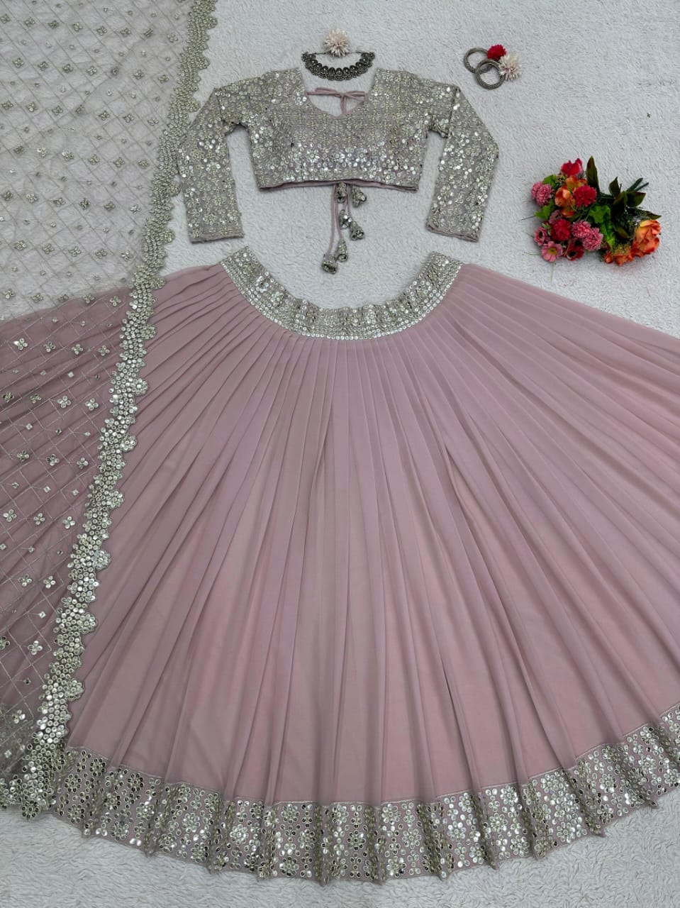 Cool Onion Color Georgette Sequence Work Lehenga Choli