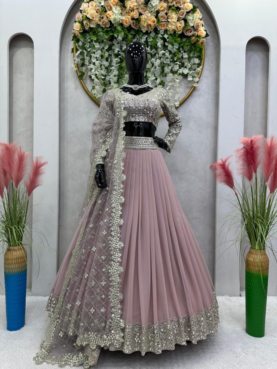 Cool Onion Color Georgette Sequence Work Lehenga Choli