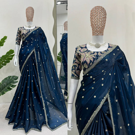 Cherry Color Jimmi Chu Silk Fancy Saree with Heavy Work Blouse