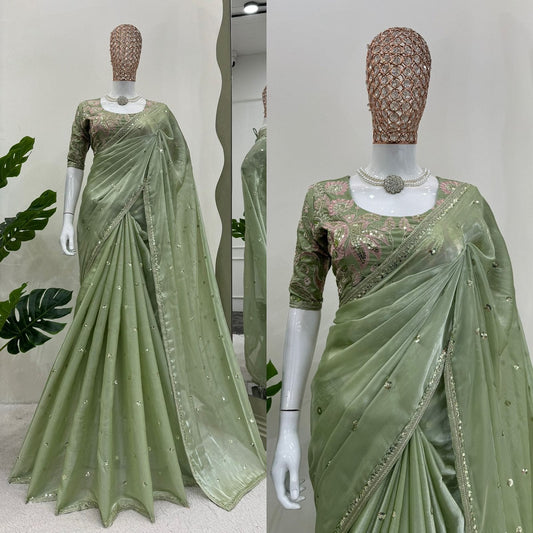 Cherry Color Jimmi Chu Silk Fancy Saree with Heavy Work Blouse