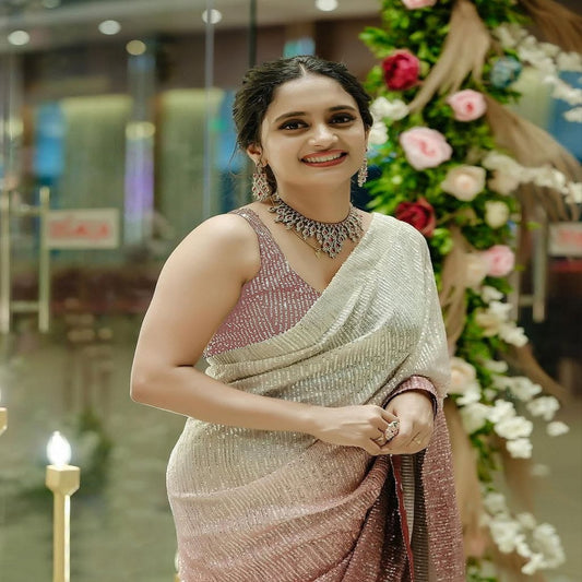 Shaded Georgette Saree With Elegant Sequins Work